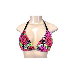 BB Swim Pink & Red Floral Padded Bikini Top M